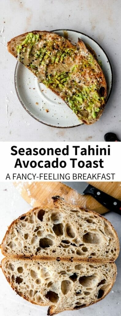 This Tahini Avocado Toast: a perfect everyday breakfast that feels fancy! Fully topped with Old Bay, Everything Bagel Seasoning, and tangy lemon juice, this show-stopping toast will have you looking forward to the morning. It's a healthy vegan breakfast ready in 5 minutes!