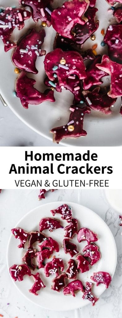 Whip up a nostalgic snack with these Homemade Animal Crackers! Totally vegan and easily gluten-free, this cute crackers are perfect for kids and adults alike. They're a fun party dessert that everyone will love! #healthydessert #vegan #animalcrackers #animal #cracker #sprinkles #cute #childhood #nostalgia #party #snack #kids #kidfood 