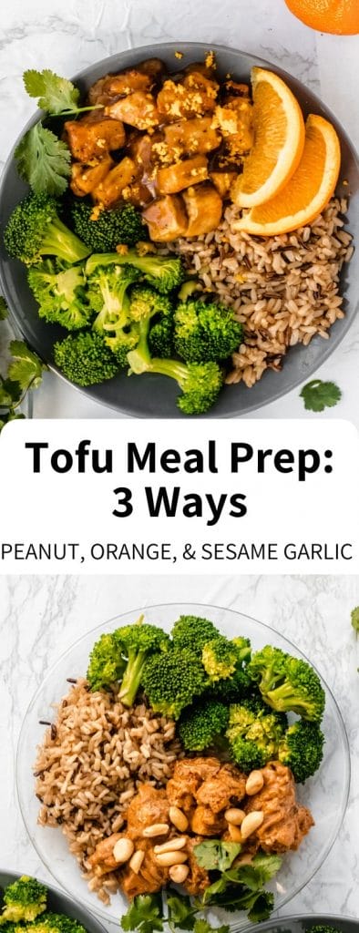 Look forward to lunch with these three healthy ideas for tofu meal prep! Served with brown rice and broccoli, these easy recipes are customizable and totally vegan.