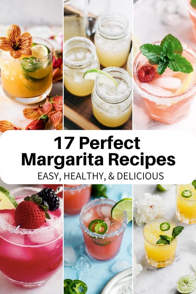 Looking for a new cocktail recipe? Try one of these BEST Margarita Recipes! Full of color and flavor, these healthier cocktails will be a hit at any gathering, large or small. Spicy, fruity, gingery + MORE, with non-alcoholic options included!