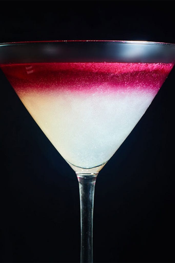 side view of ombre purple and white margarita