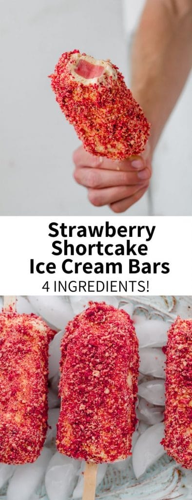 Just like the ice cream truck treats you remember, these Strawberry Shortcake Bars are full of nostalgic flavor! Made with just 4 ingredients, this simplified, Good Humor-inspired recipe will be a crowd pleaser. They're refreshing, fruity, crunchy, creamy, totally vegan and gluten-free! No ice cream maker required!
