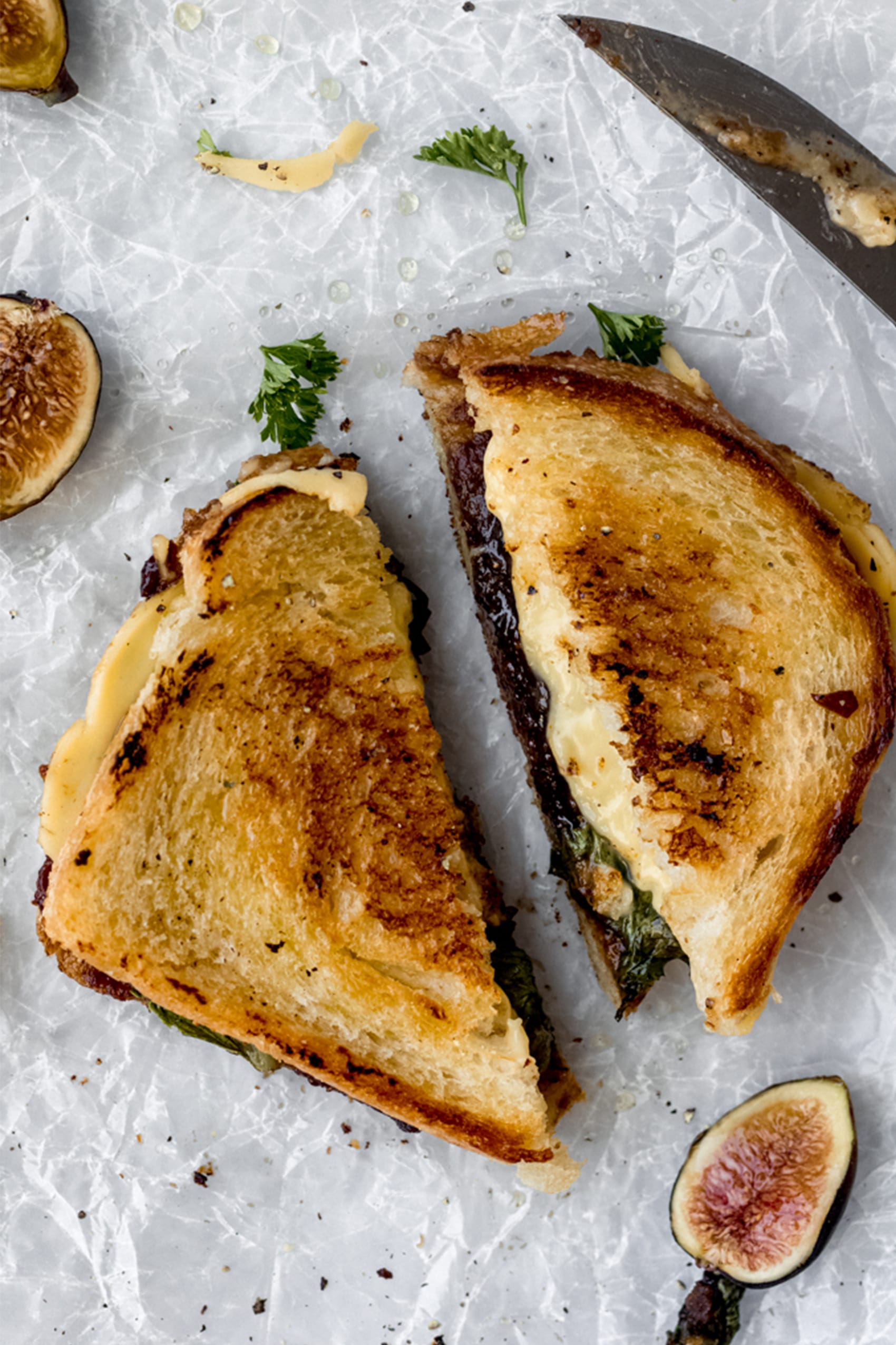 sliced fig jam grilled cheese