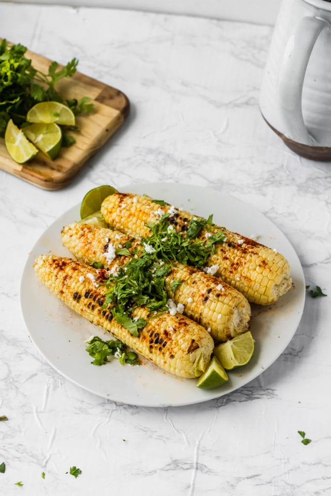 close up of grilled corn