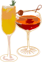 Illustration of two cocktail glasses