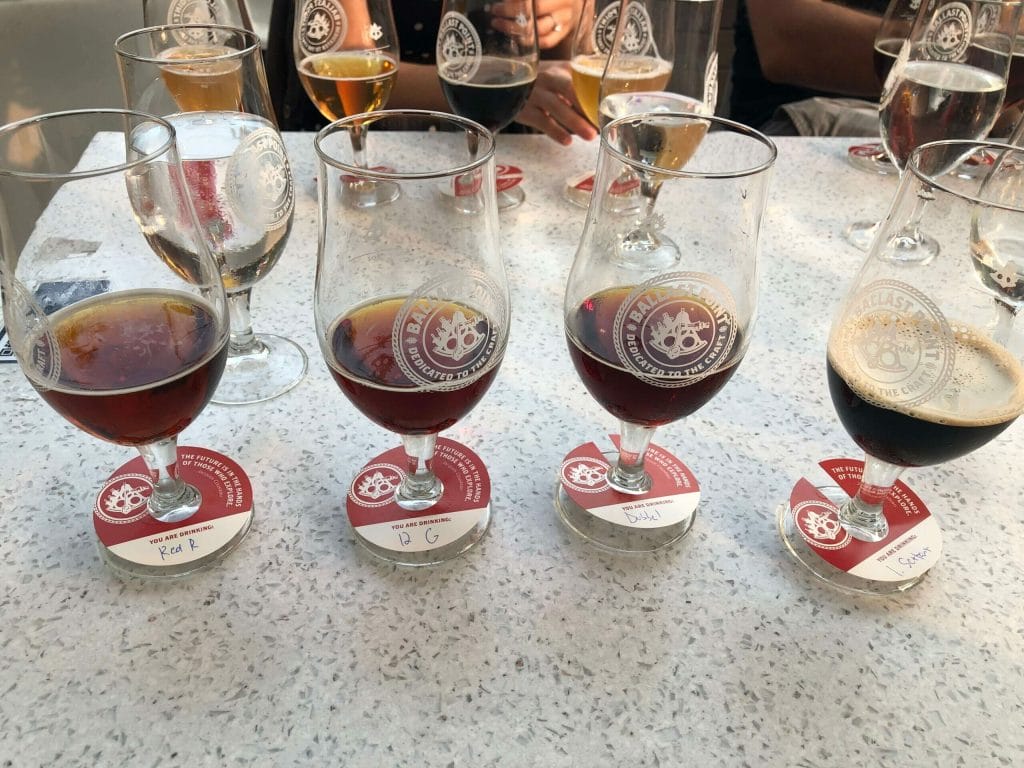 flight of four beers from Ballast Point