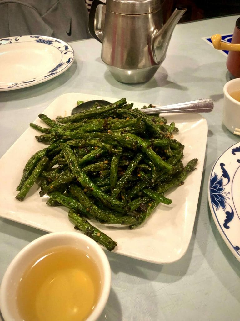 plate of dry fried green beans from Spicy City