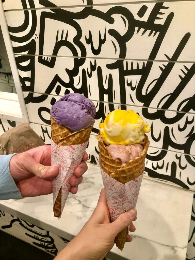 two ice cream cones from Stella Jean's Ice Cream