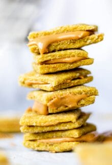 stack of vegan peanut butter cheese crackers